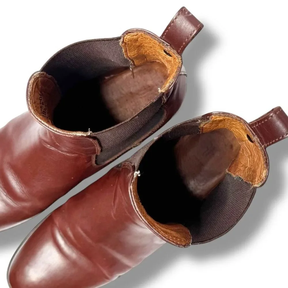 Frye Melissa Cognac Leather Almond Toe Ankle Chelsea Boots Women's Size 9 B